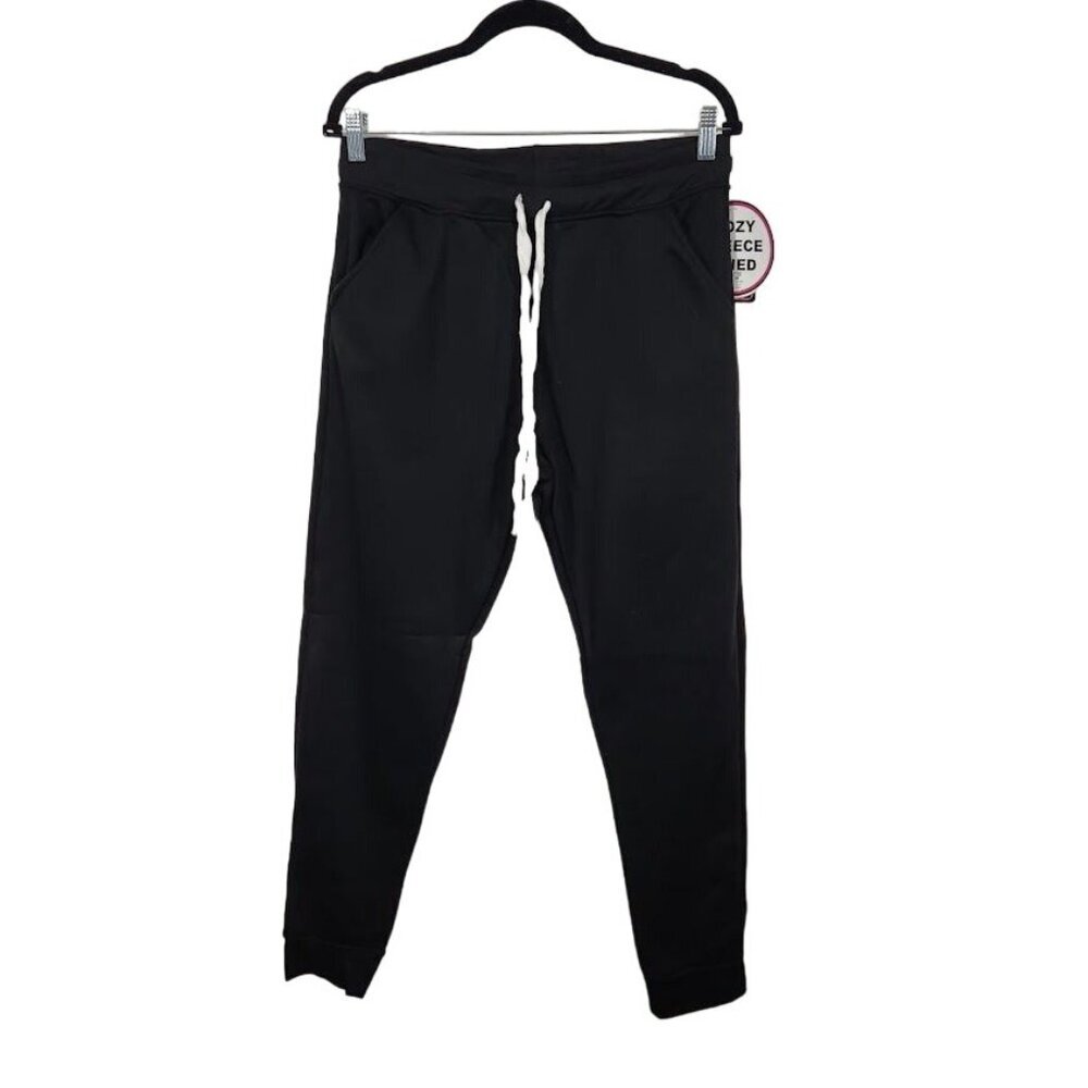 NWT Love Nation Cozy Fleece Lined Jogger‎ Sweatpants in Black - Size XLarge